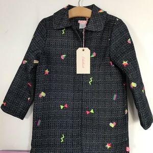 Billieblush Embroidered Coat with Hearts + Stars